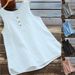 Verve 2025 Summer New Solid Color Round Neck Loose Casual Vest Cotton Linen Shirt For Women_ecoleips.com