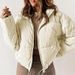 Women's Clothing High-Waisted Short Puffer Jacket With Stand Collar, Lightweight Quilted Polyester Coat, Loose Fit Casual Winter Outerwear_ecoleips.com