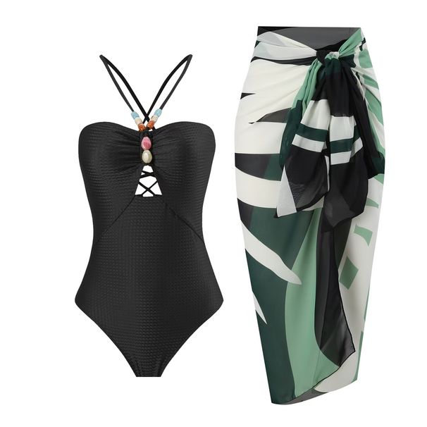 Bohemian Style European And American New Suits Gem Jewelry Jumpsuits Chiffon Skirts Sun Protection Holiday French Swimsuits_ecoleips.com