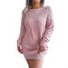 Ins Style Real Shot Autumn Winter Fashion Hollow Out Off-Shoulder Long Sleeve Pullover Sweater Dress Hot-Selling_ecoleips.com