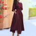 Women's Off-Shoulder Wrap Dress – Belted Waist, Flowy Maxi Skirt, Elegant Office & Evening Wear (Khaki/Burgundy/Green/Black)_ecoleips.com