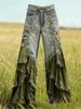 Women's Retro Print High-Waisted Slimming Jeans Faux Denim Style Comfortable Casual Leg Lengthening Effect_ecoleips.com