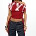 Women's Clothing Summer Off-Shoulder T-Shirt Letter Print Cropped Top Drawstring Regular Fit_ecoleips.com