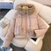 Women's Faux Fur Trim Hooded Short Puffer Jacket With Waist Tie - Lightweight Winter Coat For Casual Outfits (Black, Coffee, Beige, Khaki, Pink)_ecoleips.com
