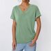 2026 Summer Short-Sleeve Top European And American Cross-Border Trade V-Neck Loose Solid Color Plus Size Casual_ecoleips.com