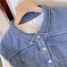 Women's Clothing Two Piece Shirt For Women New Loose Slim Waist Denim Long Sleeved Patchwork Shirt Top_ecoleips.com
