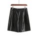 Aria Basics Aria Basics 2025 Spring Autumn New Women's Fashion European And American Style PU Shorts High Waist Loose Five-Point Leather_ecoleips.com