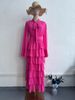 Women's Clothing High Neck Patchwork Snowflake Dress Court Design Ruffle Muslim Fashion Fall_ecoleips.com