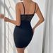 European And American INS Style Solid Color Lace Trim Slimming Gathered Semi-Transparent Fishbone Buttoned Bodycon Strap_ecoleips.com