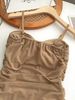 Fashionable Plump Women's Cross Knot Chest Pad Dress Sexy Short Skirt Summer New Style Korean Style High Waist Sleeveless Dress_ecoleips.com