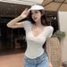 Women's V-Neck Lace Trim Crop Top Tee Animal Print Fitted Short Sleeve Shirt Y2k Cute Sexy Style_ecoleips.com