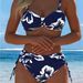 Women's Sexy Bikini Printed Tie Waist Backless Swimsuit Regular Thickness Polyester Vacation Wear_ecoleips.com