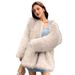 Luxury Faux Fur Coat Women's Winter Long Coat Fashionable Faux Fox Fur Jacket With 3D Pattern, Elegant V-Neck, Plus Size Options_ecoleips.com
