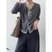 Double Tone Round Neck Two Piece Knitted Cardigan For Women In Spring, Slimming Thin Sweater Jacket Top 50603_ecoleips.com
