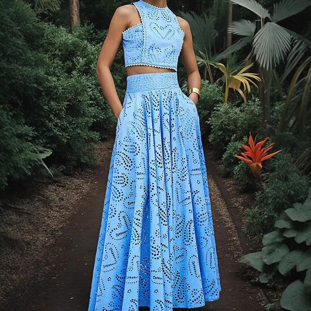 Women's Clothing Women's Casual Fashion Sleeveless Long Skirt Dress Two Piece Suit With Pockets Style For Formal & Casual_ecoleips.com
