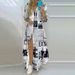 Women's Temperament Printed Shirt Dress Long Skirt Single Breasted Slit Spring Wear_ecoleips.com