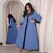 Modest Abaya Dress Luxurious Modesty: Muslim Abaya Dress With Lace & Velvet Trim – Embellished Long Sleeve Maxi Gown (Royal Blue)_ecoleips.com