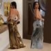 Women's Clothing Fashion Women's High Slit Hot Diamond Perspective Dress_ecoleips.com