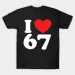 Meme I Love 67 Printed T Shirt For Women Streetwear Short Sleeve Round Neck Tops Womens T-Shirt Casual Clothing_ecoleips.com