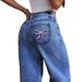 Cross-border Bow-knot Embroidered Jeans For Women, Spring Autumn, Sweet And Spicy Style, High-waisted,_ecoleips.com