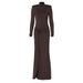 European And American Women's Fashion 20224 Winter New Sexy Slit Bodycon Long High-neck Slim Dress Wholesale_ecoleips.com