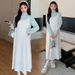 Autumn New Korean Fashion Lace Strap 2-Piece Maternity Dress_ecoleips.com