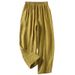 Muslim Cotton And Linen Casual Nine Point Pants Elastic Waist Loose Literary Wide Leg Pants For Women_ecoleips.com