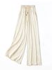 Vertical Naked Feeling 93% Natural Mulberry Silk Elastic Double Qiao Satin Elastic Waist Women's Fashionable Wide Leg Pants_ecoleips.com