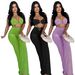 Women's Clothing Summer Hot Sale Decorative Buckle Solid Color Sexy Halter Neck Two Piece Set_ecoleips.com