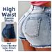 Women's High-Waisted Cotton Denim Shorts - Creative Street Fashion Distressed Jeans Shorts In 4 Colors_ecoleips.com
