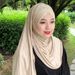 Muslim Accessories"Premium Brushed Polyester Headscarf – Elegant Malay-Style Cover With Nail Diamond Accents"_ecoleips.com