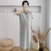 Summer New Korean Fashion Plaid Ice Silk Maternity Dress_ecoleips.com