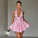 Women's Clothing Sexy Slim Fit Halter Neck Bow Dress Jacquard Style Women's Clothing For Formal & Casual For Women_ecoleips.com