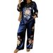 Women's round Neck Printed Casual Sports Set Long Sleeved Trousers Spring Autumn Clothing_ecoleips.com