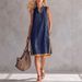 New 2026 Women's V Neck Sleeveless Dress European American Style Cotton Linen Summer Casual Elegant Midi Skirt for Beach Vacation_ecoleips.com