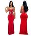 Women's Clothing New Sexy Suspender V Neck Long Skirt Slim Hot Diamond Hip Dress_ecoleips.com