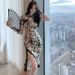 Qipao Women's Improved Young Style French Elegant Retro First Love Waist Slimming Lace Bodycon Printed Dress_ecoleips.com