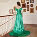 Women's Clothing V Neck Elegant Tail One Line Collar Long Slit Long Banquet Dress Skirt_ecoleips.com