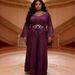 Women's Clothing Plus Size Clothes Inspired Elegant Tassel Dress – V-Neck Bell Sleeve Maxi Dress With Pleats, Matcha/White/Fuchsia/Pink/Black/Orange_ecoleips.com