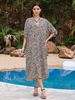 Women's V-Neck Beach Cover Up Shirt – Lightweight Cotton Sun Protection Shirt, Bikini Wrap, Loose Fit, One Size Fits Most For Vacation_ecoleips.com