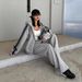 Women's Stylish Hoodie & Jacket Set - Casual Comfort For Petite Figures, Polyester Blend, Greyish/Black, S-XXXL_ecoleips.com