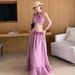 Elegant Vintage Women's Dress Set Long Sleeve Flowy Midi Dress And Top Romantic Violet Classic White plus Size Available (XS-XXXL)_ecoleips.com