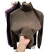 Women's High Neck Fleece-Lined Knit Sweater - Soft Thermal Long Sleeve Top For Winter, Cozy & Warm Pullover (Black/White/Khaki/Beige/Brown/Red)_ecoleips.com