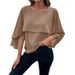 Women's Clothing Elegant Solid Color Chiffon Blouse For Women, Flowy Bell Sleeve & Layered Cape Design_ecoleips.com