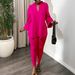 Women’s Clothing Autumn And Winter Fashion Style Solid Color Large Size V Neck Long Sleeved Tops And Pants African Suit_ecoleips.com