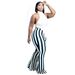 Women’s Clothing Fashion Sexy Slim Sexy Halter Striped Suit Nightclub Outfit_ecoleips.com