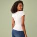 Voya Summer New Women's High Waist Exposed Belly Button Rolled Edge Pure Cotton Short T-shirt Short Sleeved Ins Slim Fit Top_ecoleips.com