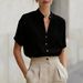 Women's V-Neck Linen Blend Short Sleeve Shirt - Breathable Summer Blouse With Relaxed Fit_ecoleips.com