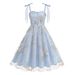 European And American Foreign Trade Suspender Embroidered Dress Retro Hepburn Dress Fashionable New Lace-up Dress_ecoleips.com