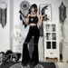 Subculture Women's Dark Style Lace Trimmed Slim Fit Flared Pants 22530A Hip Hop Dance Trousers for Ladies_ecoleips.com
